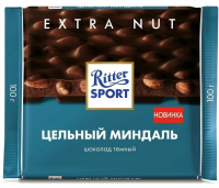 Шоколад Ritter Sport Extra Nut темный цельный миндаль, 100г