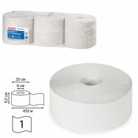 Туалетная бумага Laima Universal в рулоне, 450м, 1 слой, белая, 6 рулонов