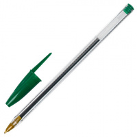 Ручка шариковая STAFF 'Basic BP-01', письмо 750 метров, ЗЕЛЕНАЯ, длина корпуса 14 см, узел 1 мм, 143
