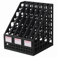 Лоток для бумаг вертикальный Brauberg Maxi Plus черный, 240мм, 6 отделений