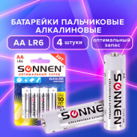 Батарейка Sonnen АА LR6, 1.5В, алкалиновая, 4шт/уп