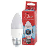Лампа светодиодная ЭРА, 8(55)Вт, цоколь Е27, свеча, нейтральный белый, 25000 ч, ECO LED B35-8W-4000-