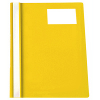 Скоросшиватель пластиковый Бюрократ с карманом для визитки желтый, А4, PS-V20YEL