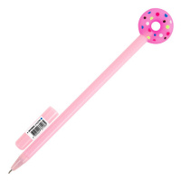 Ручка с топпером шариковая ЮНЛАНДИЯ 'Пончик', корпус ассорти, СИНЯЯ, пишущий узел 0,7 мм, 143799