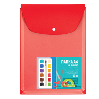 Пластиковая папка на кнопке Дпс красная А4, с расширением