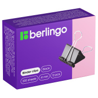 Зажимы для бумаг Berlingo 41мм, черные, 12 шт/уп
