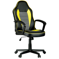 Кресло геймера Helmi Rally HL-S08, экокожа, черная/серая/желтая, крестовина пластик