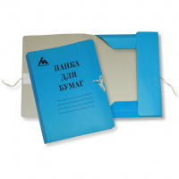 Картонная папка на завязках Бюрократ синяя, А4, до 150 листов