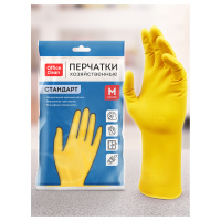 Перчатки резиновые Officeclean Стандарт+ р.M, желтые, суперпрочные