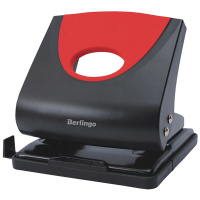 Дырокол Berlingo 'Office Soft' 30л., пластиковый, красный, с линейкой