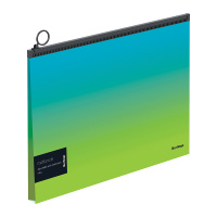 Папка-конверт на молнии с расширением Berlingo 'Radiance', 180мкм, голубой/зеленый градиент