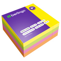 Блок для записей с клейким краем Berlingo Ultra Sticky 4 цвета, неон, 50х50мм, 240 листов