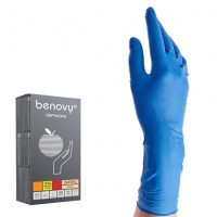 Перчатки латексные Benovy Latex High Risk р.S, 26г, повышенной прочности, синие, 25 пар