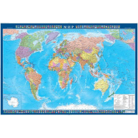 Настенная карта Атлас Принт Мир политическая, М-1:34 000 000, 100х70см