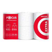 Туалетная бумага Focus Extra белая, 2 слоя, 48м, 6 рулонов, 5067596