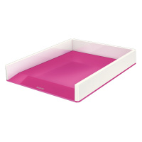 Лоток горизонтальный для бумаг Leitz Wow А4, розовый металлик/белый, 53611023