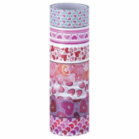 Клейкие WASHI-ленты для декора 'СЕРДЦА', 15 мм х 3 м, 7 цветов, рисовая бумага, ОСТРОВ СОКРОВИЩ, 661