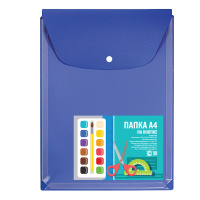 Пластиковая папка на кнопке Дпс голубая А4, с расширением
