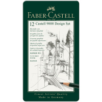 Набор карандашей ч/г Faber-Castell 'Castell 9000 Design Set', 12шт., 5H-5B, заточен., метал. кор.