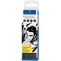 Набор ручек капиллярных Faber-Castell Pitt Artist Pen Manga Black set черные, 0.1мм, 0.3мм, 0.5мм, ч