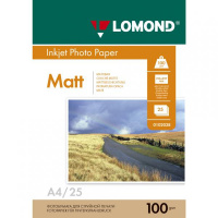 Фотобумага для струйных принтеров Lomond А4, 25 листов, 100 г/м2, матовая, двусторонняя, 102038