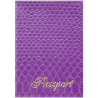 Обложка для паспорта Officespace Питон сиреневая, натуральная кожа, с тиснением