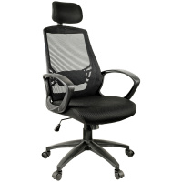 Кресло руководителя Helmi Ergo LT HL-E30, ткань, черная, крестовина пластик