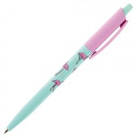 Ручка шариковая автоматическая BRUNO VISCONTI 'HappyClick', СИНЯЯ, 'Фламинго', узел 0,5 мм, линия пи