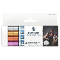 Набор маркеров для декорирования Schneider 'Paint-It 010' 04цв., металлик, 0,8мм