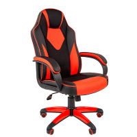 Кресло геймера Chairman Game 17 экокожа премиум, черно-красная, крестовина пластик