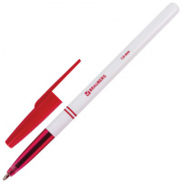 Ручка шариковая Brauberg Офисная красная, 0.5мм, белый корпус