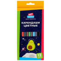 Карандаши цветные ArtSpace 'Космонавты', 12цв., заточен., картон, европодвес