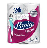 Бумажные полотенца Papia Decor белые, 3слоя, 2шт/уп