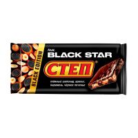 Шоколад в плитках Степ Black Star, с арахисом и черным печеньем, 90г