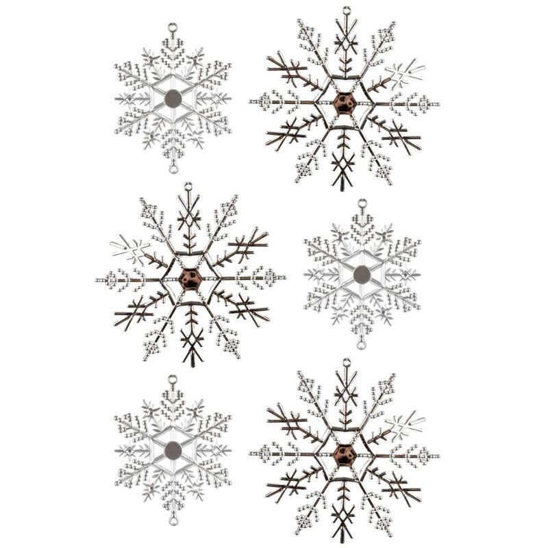 фото: Набор декоративных украшений Снежинки, 6 шт.,цвет серебряный  80386