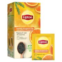 Чай Lipton заряд бодрости черный с апельсином и листьями розмарина, 25х1,5г