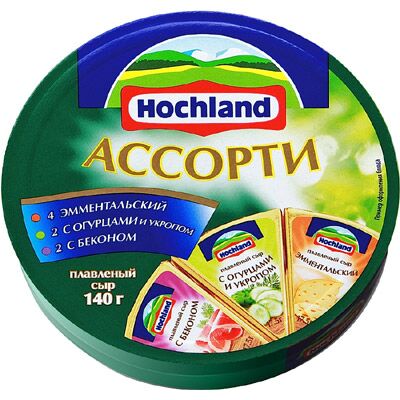 фото: Сыр плавленый Hochland бекон-огурец-укроп-эмменталь 55%, 140г