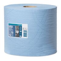 Протирочная бумага Tork Plus W1/W2, 130081, в рулоне, 119м, 3 слоя, голубая