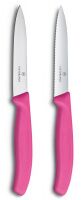 Набор ножей Victorinox Swiss Classic д/овощей, заточка прямая и серрейторная, 2шт/блистер, розовые