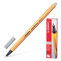 Ручка капиллярная Stabilo Point 88 светло-серая, 0.4мм, полосатый корпус