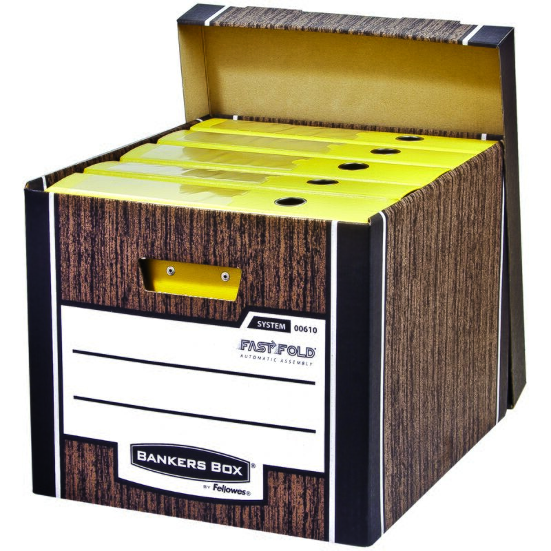 фото: Архивный короб Fellowes Bankers Box Woodgrain бурый, 325х285х385мм, с крышкой