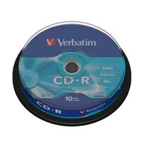 Диск CD-R Verbatim 700Mb, 52x, Cake Box, 10шт/уп