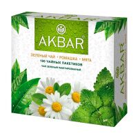 Чай пакетированный Akbar Мята-Ромашка, зеленый, 100 пакетиков