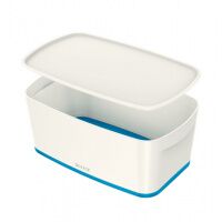 Короб для хранения с крышкой Leitz MyBox малый, бело-синий, 52291036