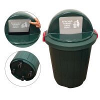 Бак для отходов 105л, пластик, с крышкой, на колесах, зеленый