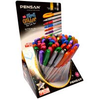 Ручка гелевая PenSan 'Glitter Gel', ассорти, чернила с блестками, 1мм, грип, дисплей