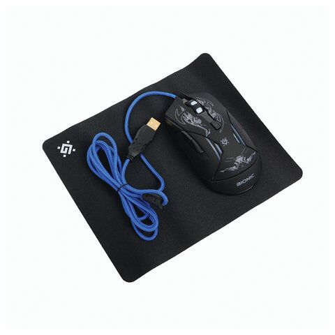 фото: Мышь проводная игровая оптическая USB Defender Bionic GM-250L 800-3200dpi, черная