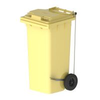 Контейнер-бак для мусора на колесах Iplast 120л, желтый, с крышкой, с педалью, 23.C21