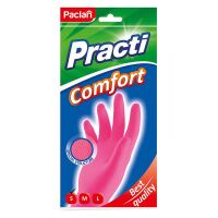 Перчатки резиновые Paclan Comfort р. S, розовые