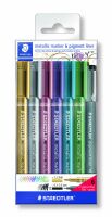 Набор маркеров Staedtler metallic 8323, 1-2 мм, 6 цветов + ручка,